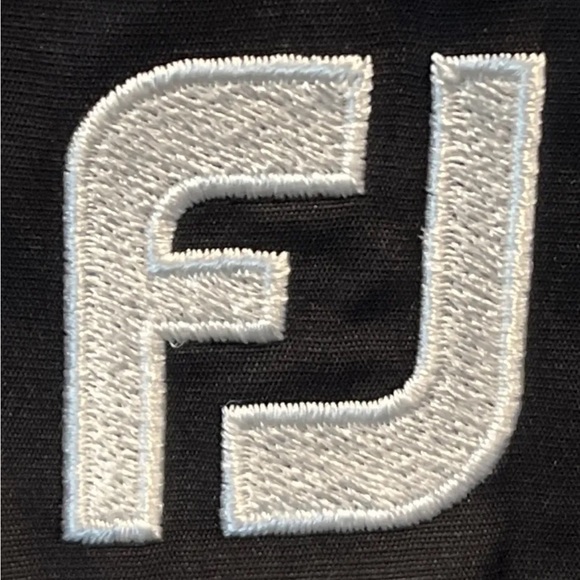 Footjoy Black Golf V-Neck Windbreaker Jacket Mens large Polyester White coat FJ - Picture 2 of 13